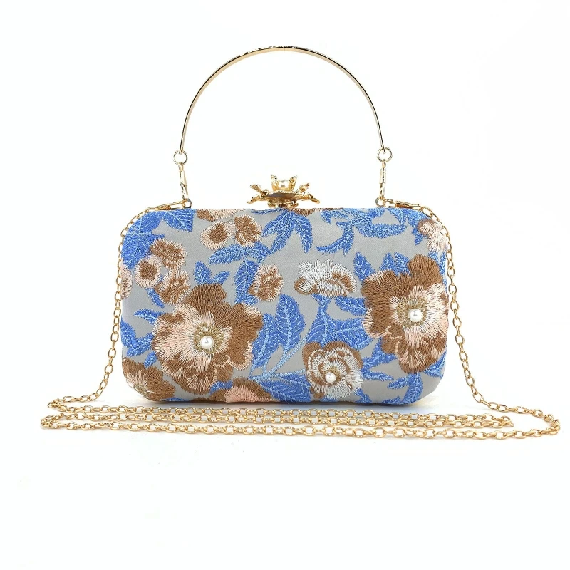 Elegante Damen-Umhängetasche, geprägte Blumenstickerei, Clutch-Geldbörsen, Abendhandtasche für den Muttertag, E74B