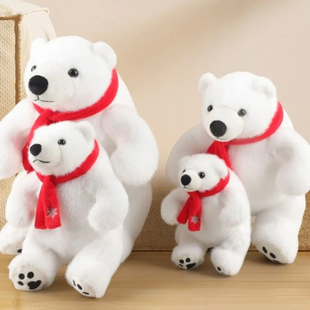 큰 발을 가진 앉아있는 북극곰 봉제인형, 둥근 배를 가진 푹신한 북극곰 인형, 만화 캐릭터 컬렉션 동물 봉제인형