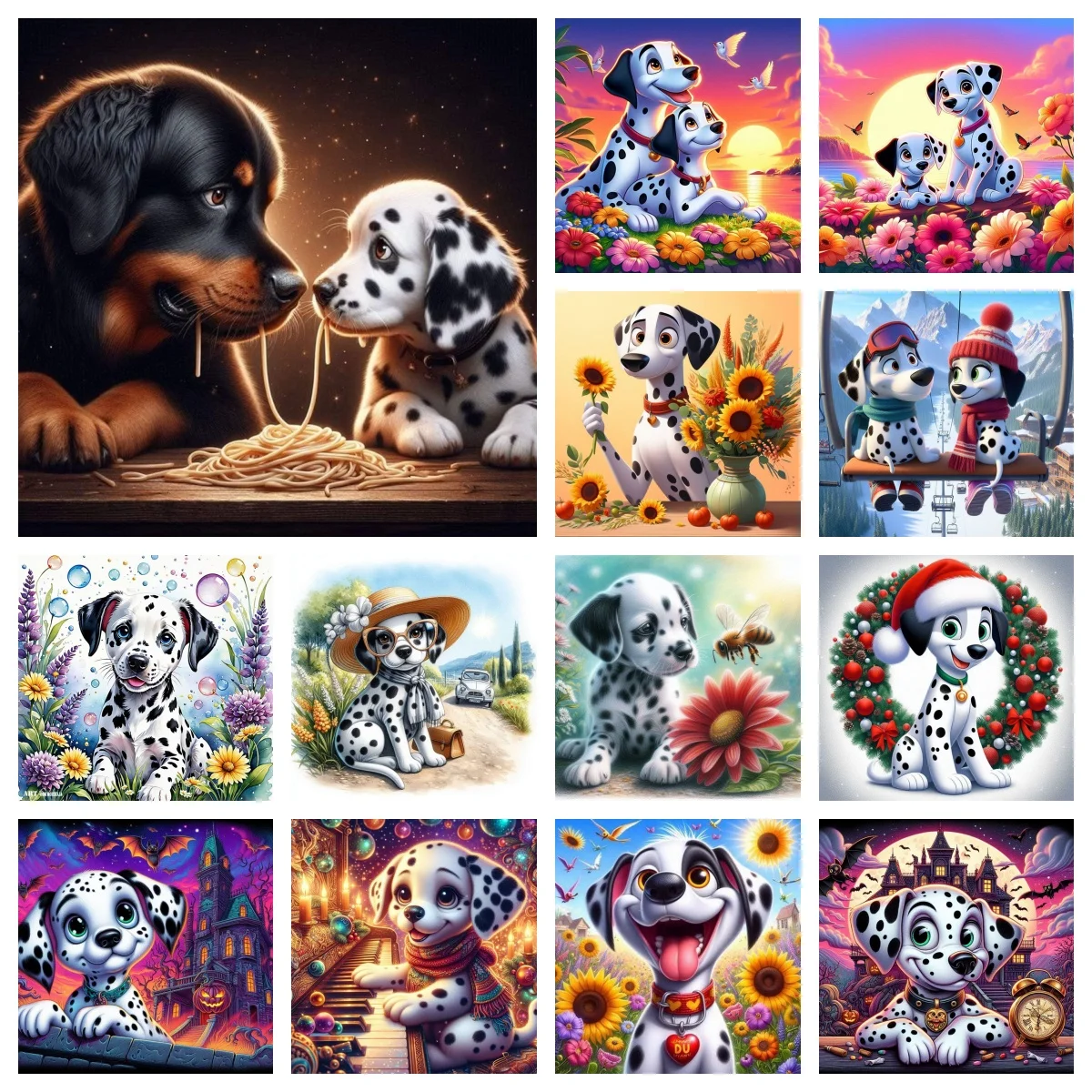 

Cartoon Dalmatian Diamond Painting Cute Pet Dog Picture Diamond Embroidery Handmade Children's Gift Room Decoration