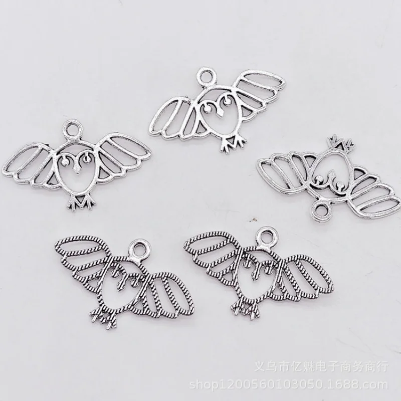 Factory Direct Sales 100Pieces DIY Ornament Zinc Owl Pendant Hollow Bird Clothing Earrings Bag Pendant