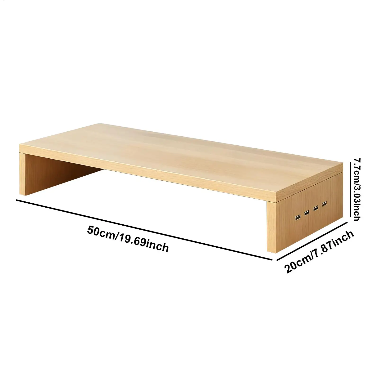 Rak Monitor Stand Riser Ventilasi dengan 4 Port USB, Rak Printer Kantor, Rak Penyimpanan Keyboard Kayu untuk Kantor