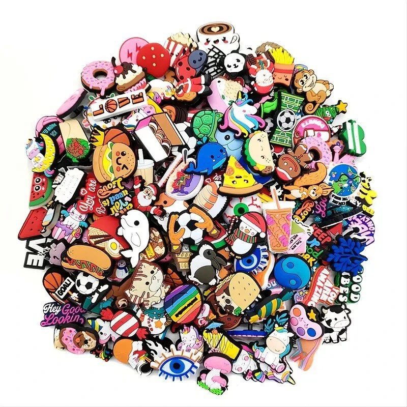 30pcs Random Pattern Shoe Charms Set For Clogs Bogg Bag Bubble Slides Sandals, PVC Shoe Decorations Beach Bag Accessories Gift image 2