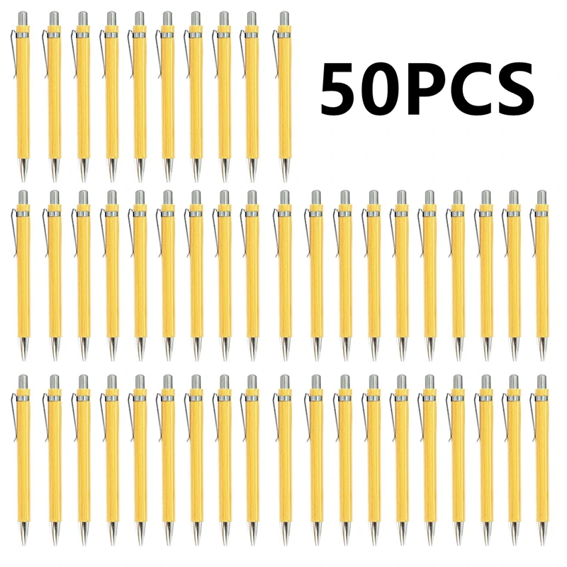 대나무 나무 볼펜, 사무실 학교 쓰기 문구, 비즈니스 서명 볼펜, 1.0mm 팁, 50 개