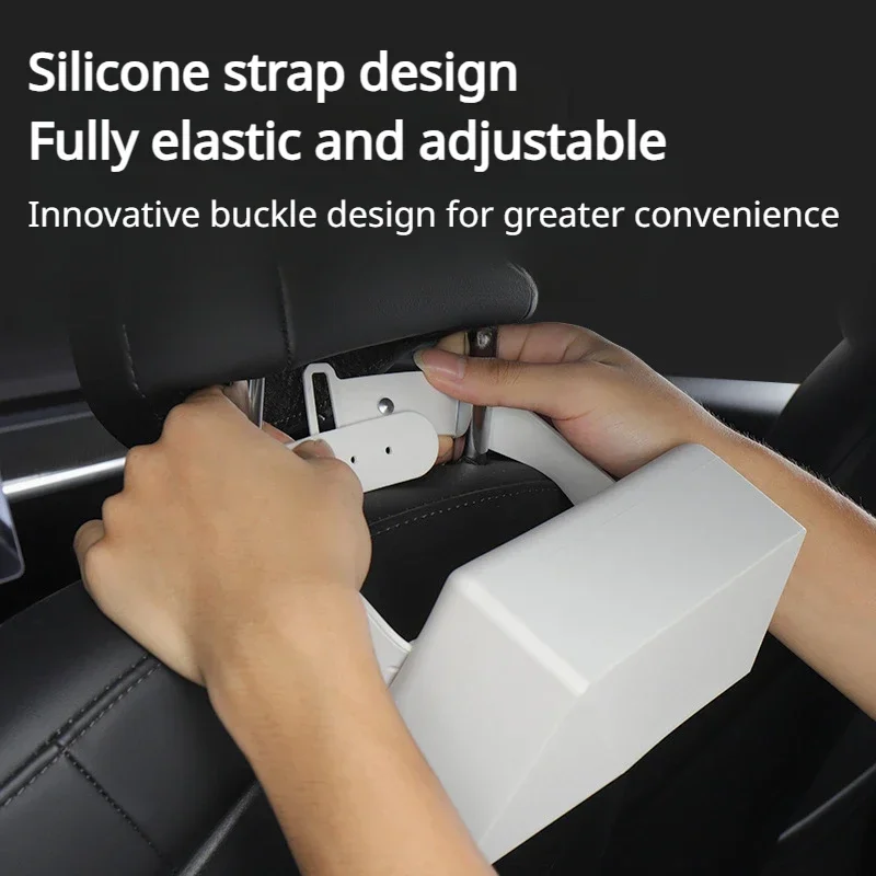 Car Tissue Box for Tesla Model 3/Y/S/X/3+ Cybertruck Silicone Seat Back Hanging Hidden Tissue Holder with Fix Strap Accessories