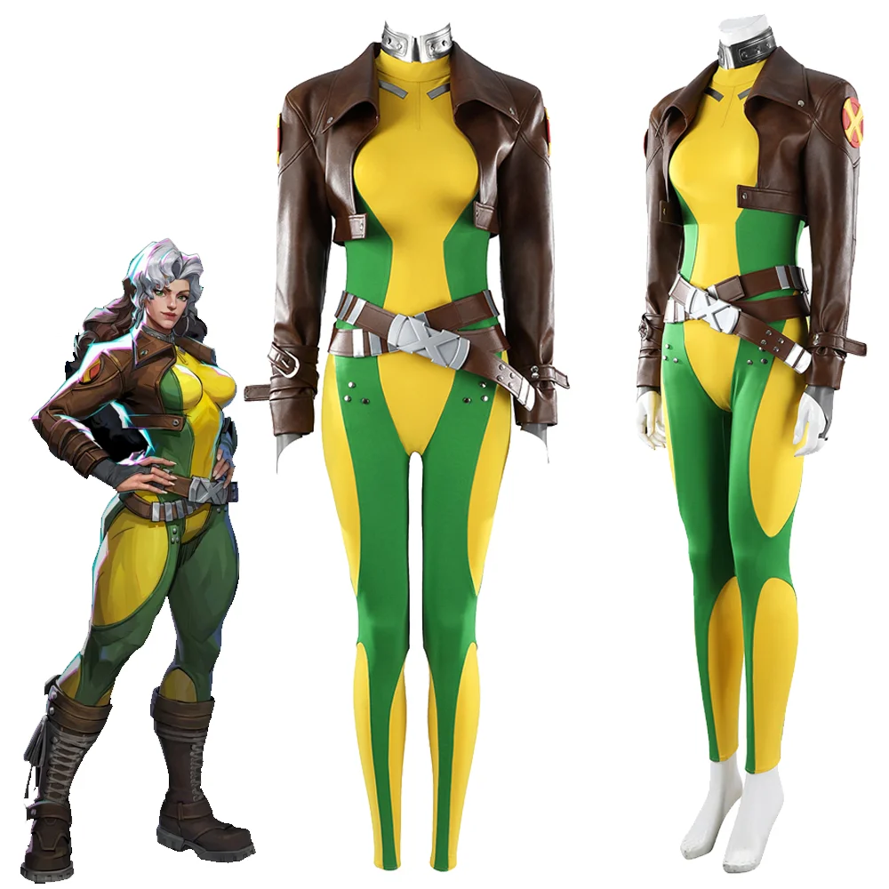 

Rogue Cosplay Women Jumpsuit Coat Costume Game Rivals Disguise Clothing Adult Female Superhero Suit Halloween Carnival Outfit