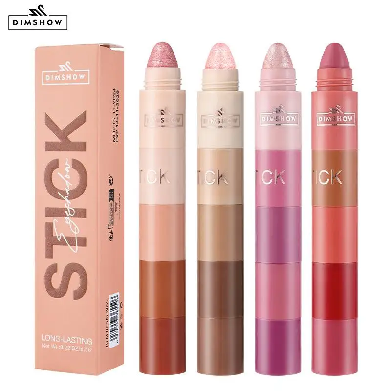 Kit de Lápis de Sombra DIMSHOW 5 em 1, Pigmento Matte Aveludado, Brilho e Iluminação, Combinação de Maquiagem, Mini Lápis de Sombra Cosméticos