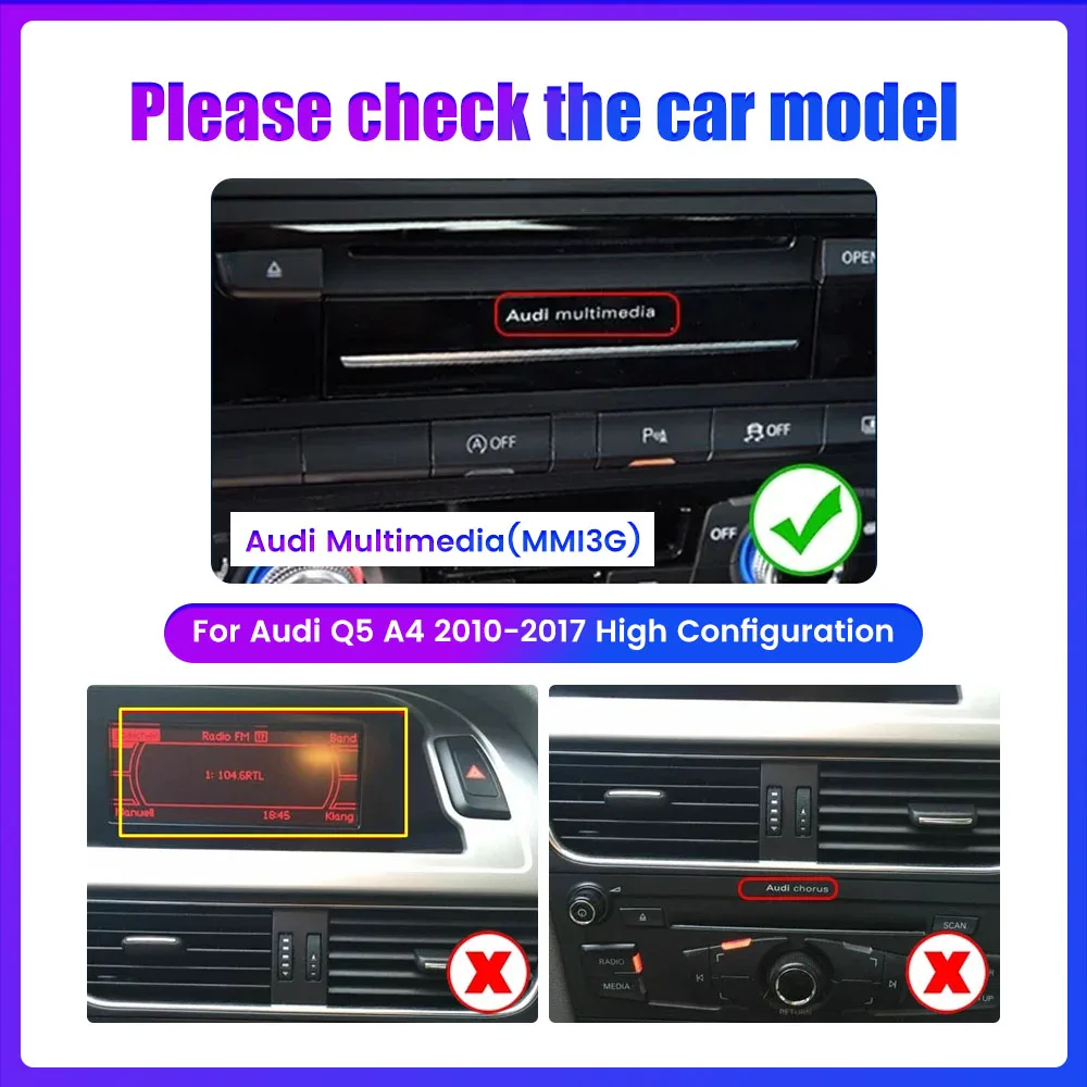 For Audi A4 Q5 2010-2017 Android Car Stereo Radio GPS Navigation Multimedia Player Carplay Android Auto IPS Bluetooth 10.25