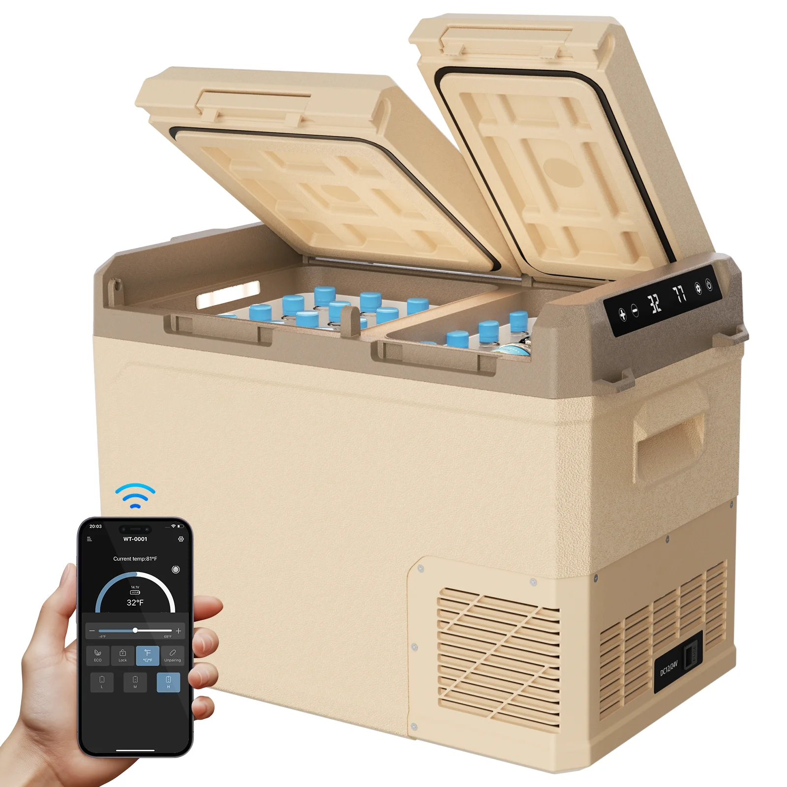 Refrigerador de 12V, congelador portátil de 35/45L, refrigerador eléctrico para vehículos, refrigerador de coche, refrigerador portátil de 12V para acampar en coche