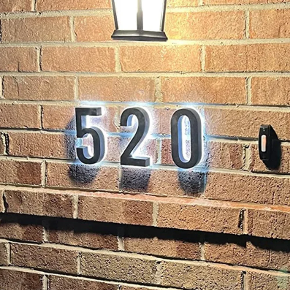 

Custom Backlit House Number Outdoor Sign Letters for Storefront Business Waterproof Illuminated Light Up Signage