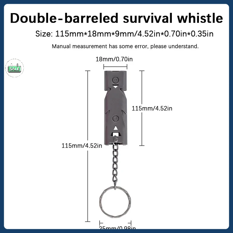 Outdoor essentials 150DB Dubbele Buis Hoogfrequente Hoge Decibel Survival Fluitje Outdoor Rescue Staal Metaal Survie Accessoires