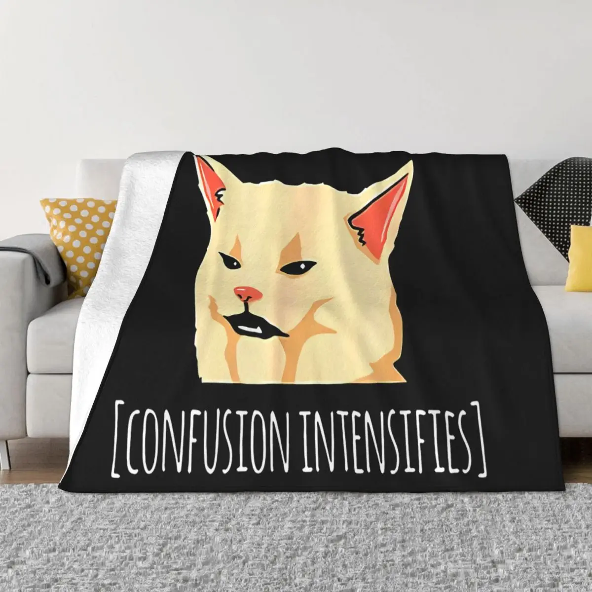 

Smudge Lord Funny Confused Cat Meme Confused Concise Vintage Mens S Women Men Splicing Trend Interested Throw Blanket