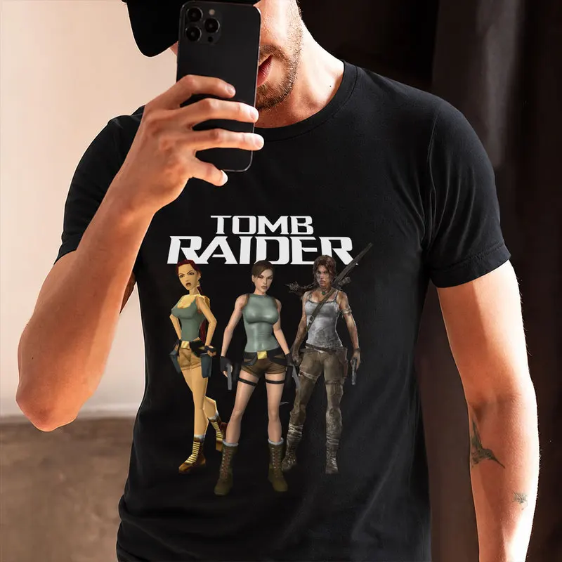 80s Retro Video game Tomb Raider Lara Croft Gift t shirt for gamer 0715 O-Neck Short Sleeve Graphic Clothes US Size S-6XL