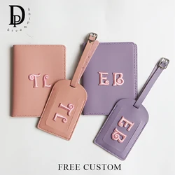 Travel Personalized Passport Holder Set Lovely Letters Luggage Tag Custom Initials Business Trip Holiday Passport Cover Gift