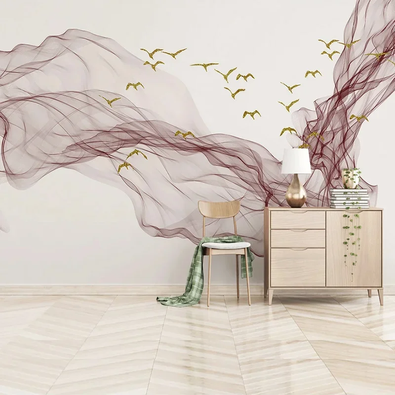 Custom Mural Papel De Parede 3D Modern Abstract Lines Flying Bird Decor Living Room Bedroom Background Wall Art Photo Wallpaper