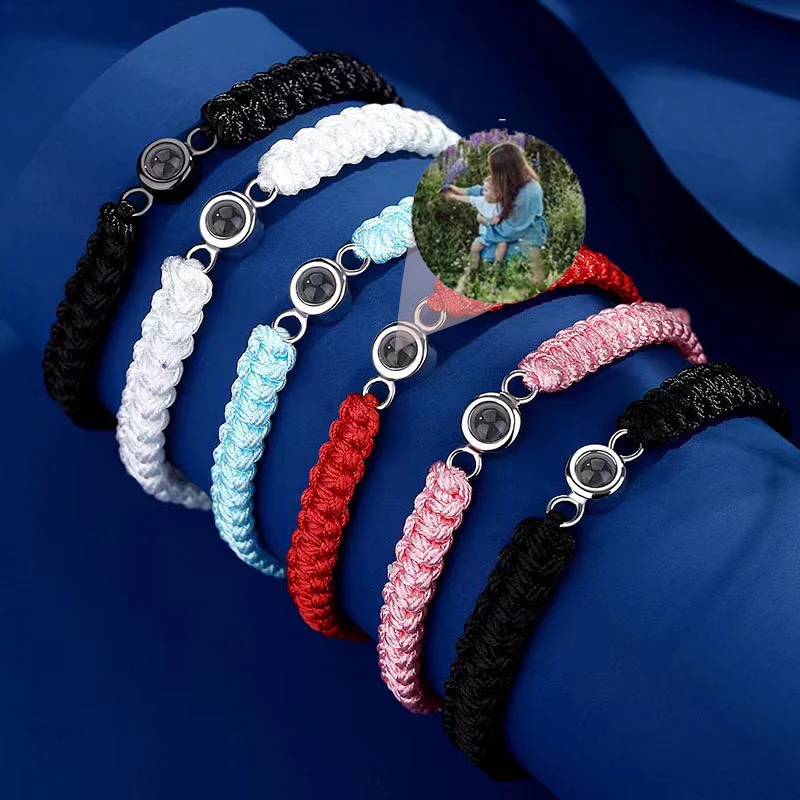 

DHQH Customized Photo Projection Bracelet Hand Woven Personalized Photo Projection Bracelet Memory Photo Bracelet Gift for Her