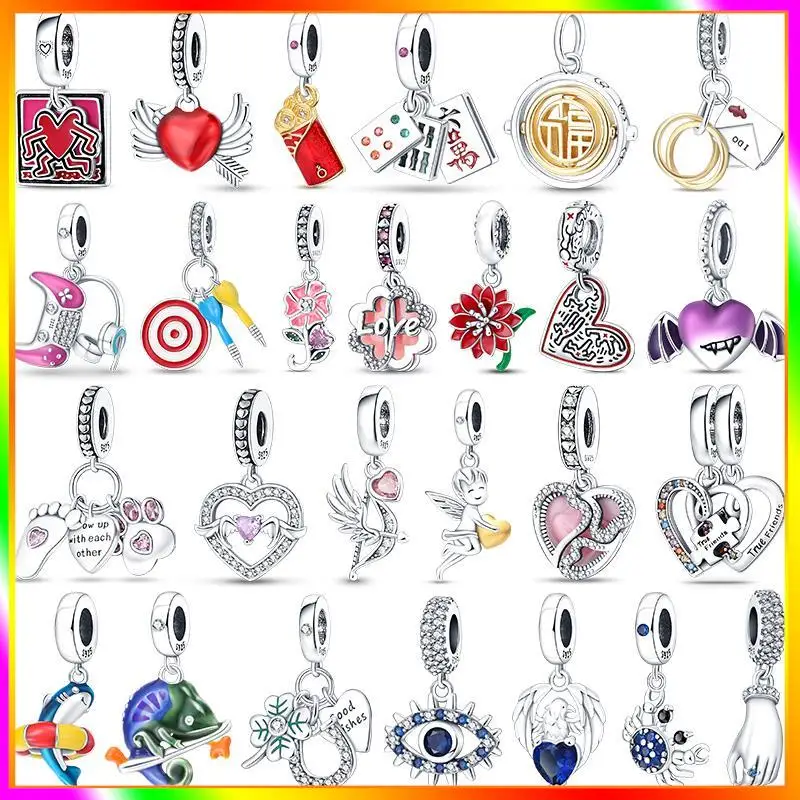 

New in valentine cupid heart charm beads fit pandora charms 925 original bracelet women 925 silver pendant bead jewelry 2023 hot