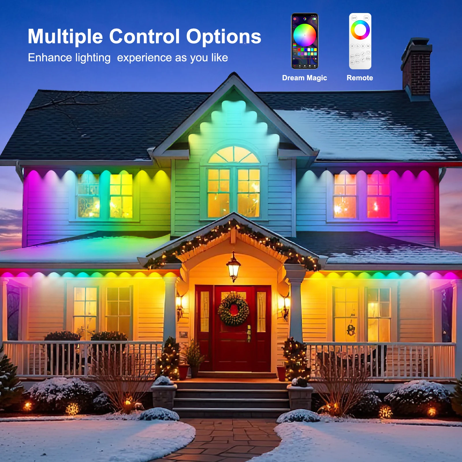 60 متر 100LED ضوء خارجي دائم هالوين الطنف ضوء مع التحكم عن بعد APP أليكسا جوجل مساعد لعيد الميلاد ديكور المنزل #4