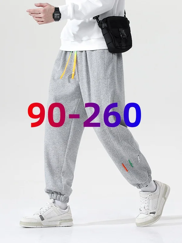 

Ультрамягкие хлопковые мужские спортивные повседневные брюки свободного кроя, модные осенние штаны, размер 8XL, прямые спортивные брюки