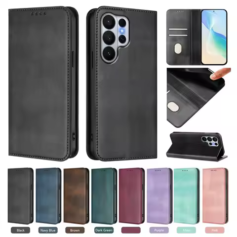 RFID Leather Wallet Case For Samsung Galaxy S26 S25 S24 S23 S22 S21 S20 Ultra S25 Edge S24 FE S 23 22 21 20 Plus Magnet Cover