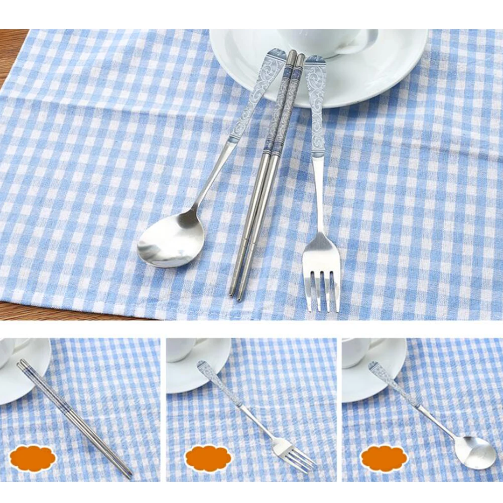 

3PCS Stainless Cutlery Set Portable Tableware Chopsticks Fork Cutlery Spoon Fork Chopsticks Travel Camping Kitchen