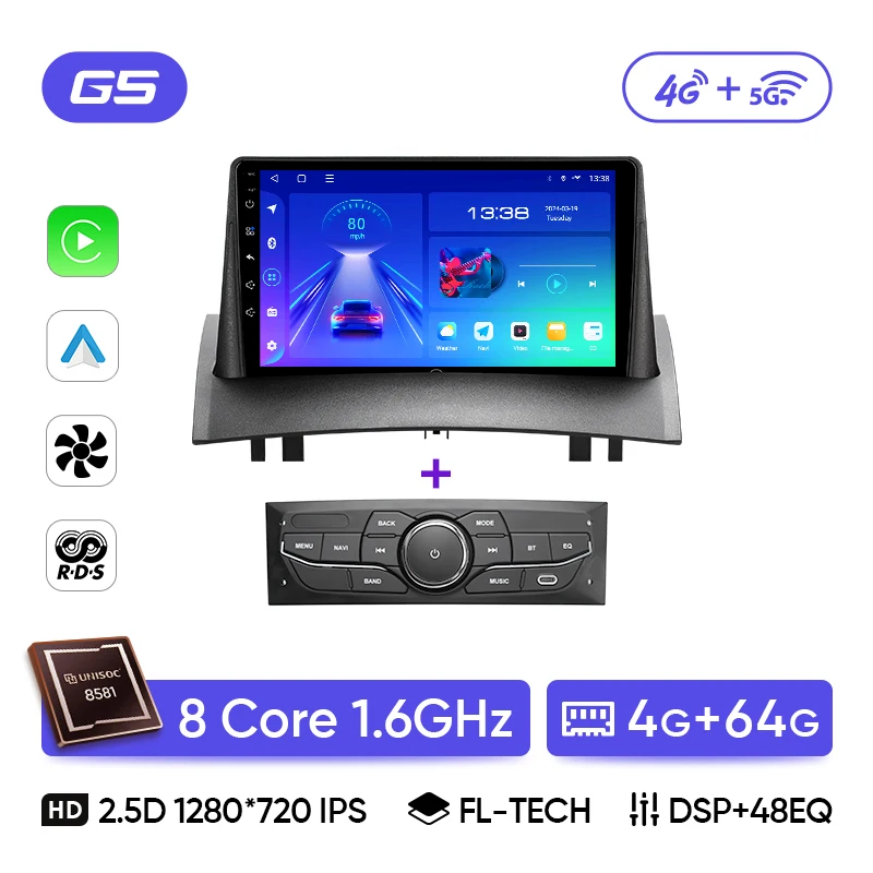 Ainavi Autoradio Voor Renault Megane 2 2002-2009 Draadloze Carplay Android Auto Audio 4G Auto Multimedia speler HDMI GPS BT 2 Din