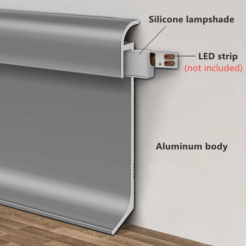 Cienki listwa przypodłogowa LED H60/80mm 0.5m/1m silikonowy abażur profil aluminiowy pasek światła listwy podłogowej narożnik ścienny liniowa lampa