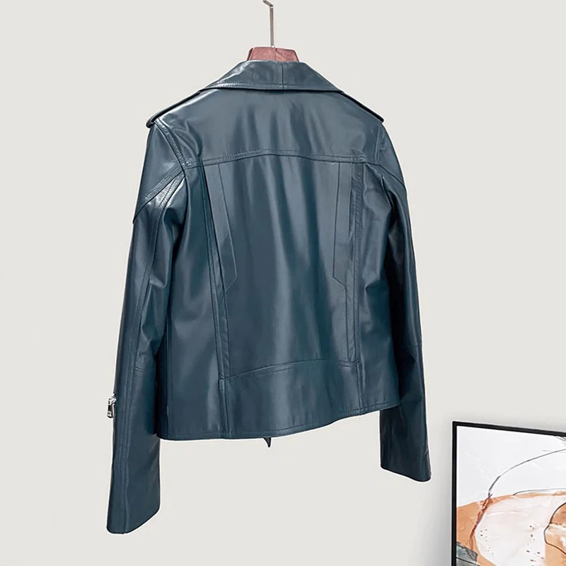 M-4XL Fall Winter New Genuine Leather Jacket for Women 2024 Fashion Streetwear Motorcycle Female Sheepskin Jacket Casual Coats