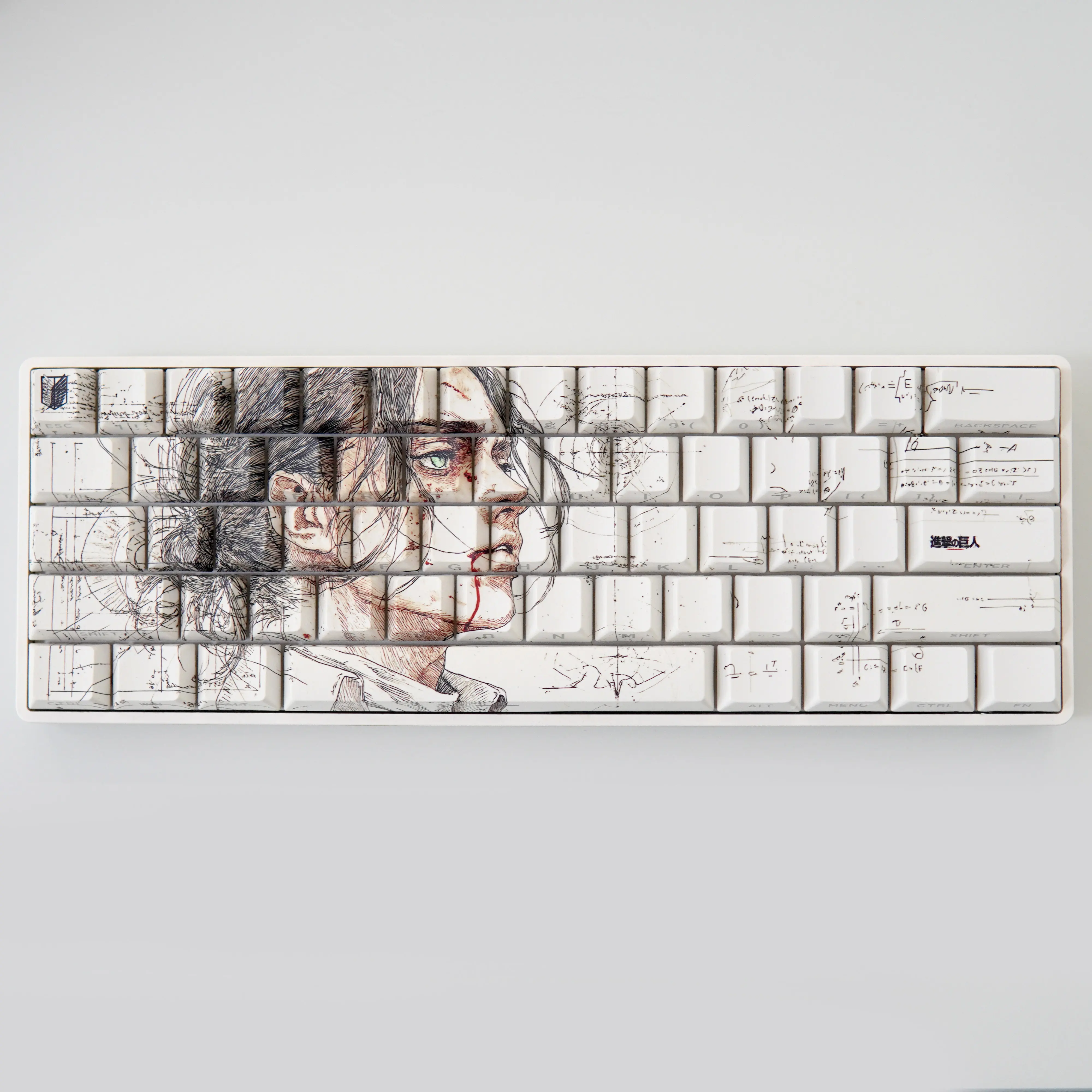 Attack on Titan Keycaps しんげきのきょじん Keycap Anime PBT DYE-Sub Cherry Profile Key Cap for ANSI Made68 Mad68 Wooting 60 MCHOSE75
