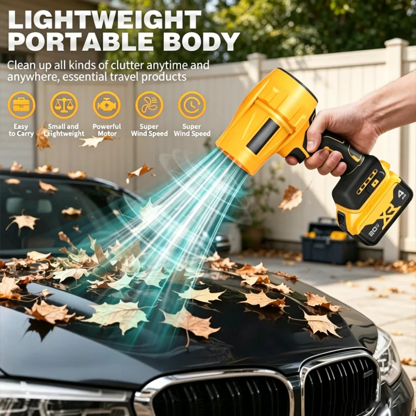 Electric Brushless Cordless Air Blower Turbo Jet Fan Handheld Dust Removal Tool Compatible with 20v Battery Blowing Tool