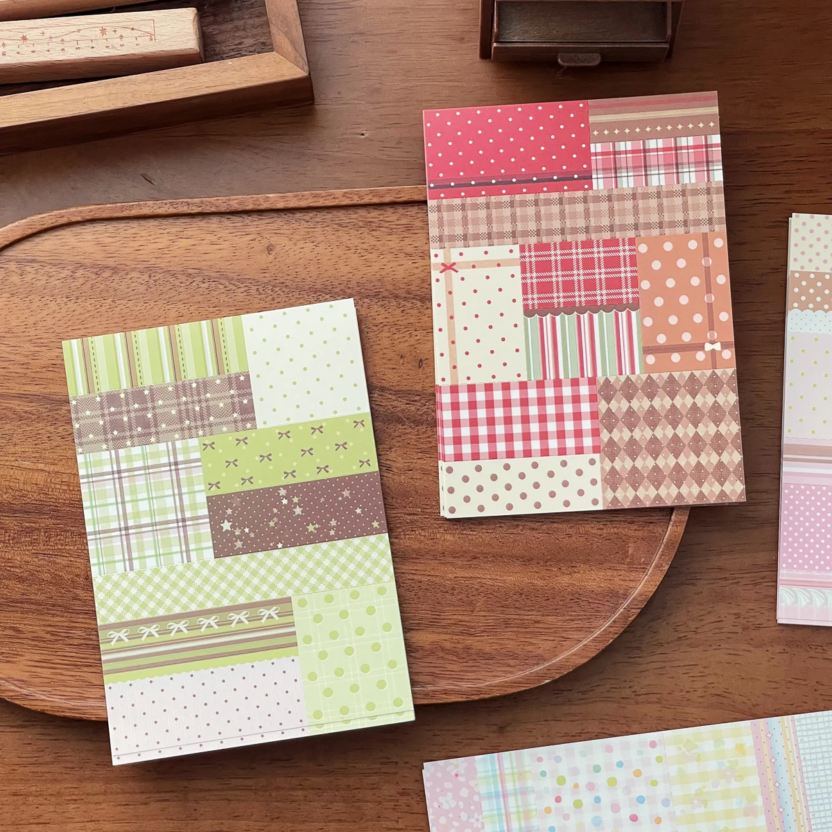 WAKAWAKA Polka Dot Patchwork Scrapbook Paper Memo Pad M5 Refill Pages Perforated Background Note Pad Cute Aesthetic Journal Supp