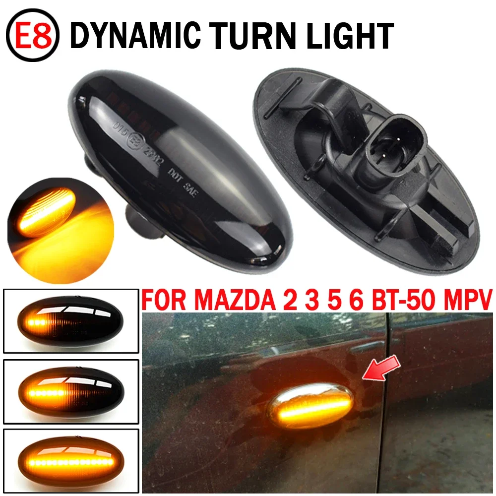 Side Marker LED Turn Signal Light For MAZDA 2 3 5 6 BT-50 MPV II Dynamic Indicator Flowing Water Sequential Blinker