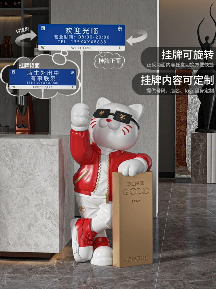 Glückliche Katze fa cai große Boden verzierung