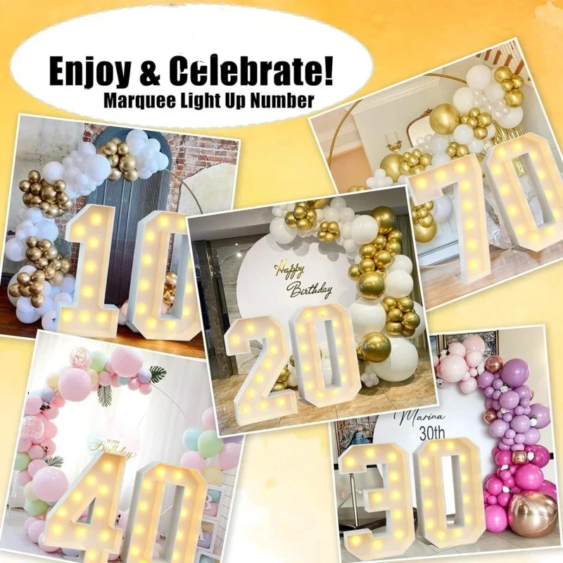 70-120cm Giant Led Light Birthday Number Birthday Party Decorations Kids Wedding Anniversary Baby Shower Decor