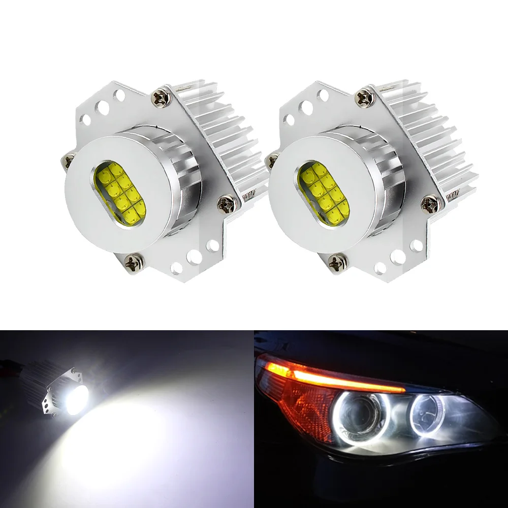 

2Pcs Angel Eyes CANbus 80W LED Headlight Marker Light Bulbs Error Free for BMW E90 E91 3 Series 2005-2008 Super White