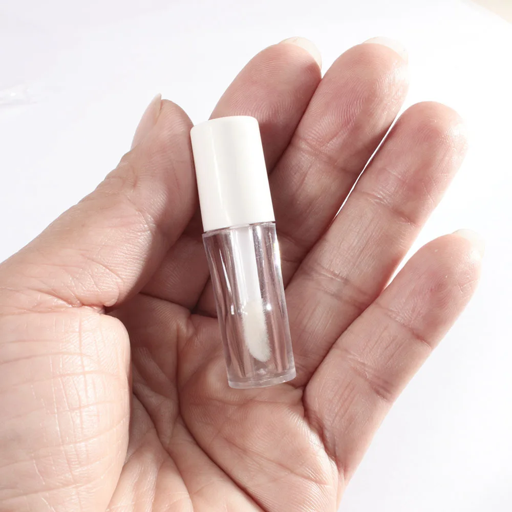 1 قطعة أنبوب ملمع الشفاه البلاستيكي أنبوب أحمر الشفاه الصغير مانع للتسرب عينة داخلية حاوية مستحضرات التجميل دائرية شفافة بسيطة أحمر الشفاه