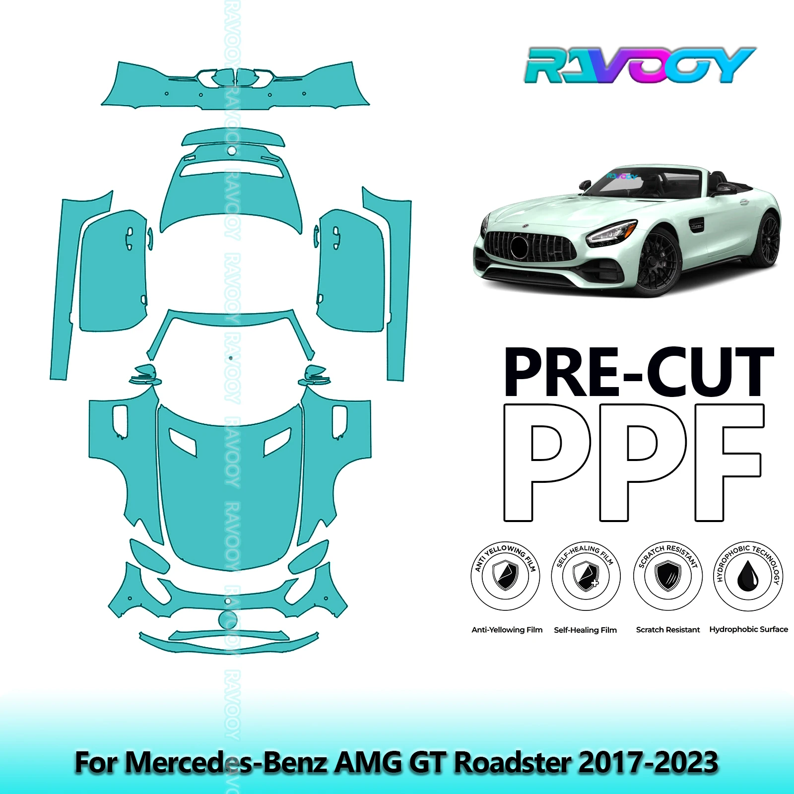 

Full Vehicle Clear Bra Precut PPF Paint Protection Film For Mercedes-Benz AMG GT Roadster 2017-2023