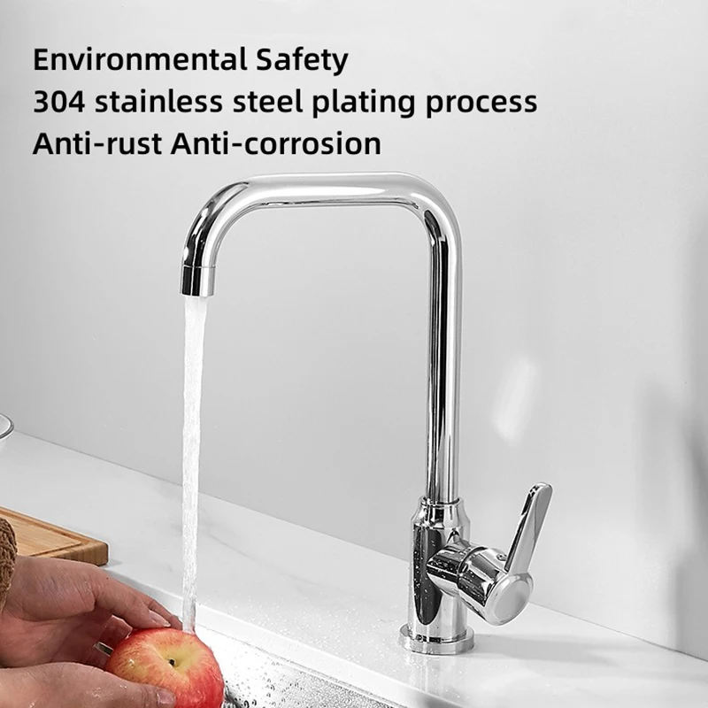 Right Angle Bent Stainless Steel Kitchen Hot and Cold Faucet Splash-proof Vegetable Wash Basin Wash Basin Sink Faucet