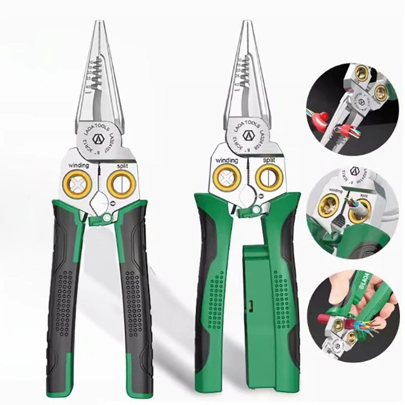 8-In-1 Stainless Steel Multifunctional Wire Stripping Pliers for Wire Winding Electrical Measurement and Electricians Special