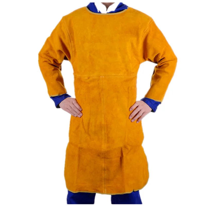 Sleeved Cowhide Apron Welder Reverse Dressing Thermal Insulation Heat Anti-Wear Welding Clothing Thickened