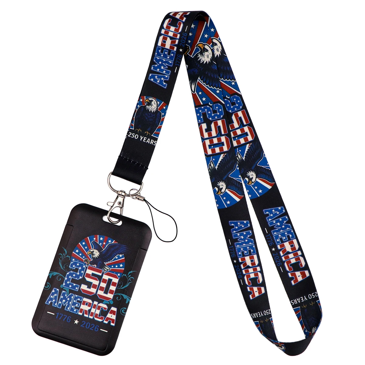 American Eagle Flag Credential Holder 250th Anniversary Neck Strap Lanyard for Key Keychain USB Badge Holder Keyring Accessories