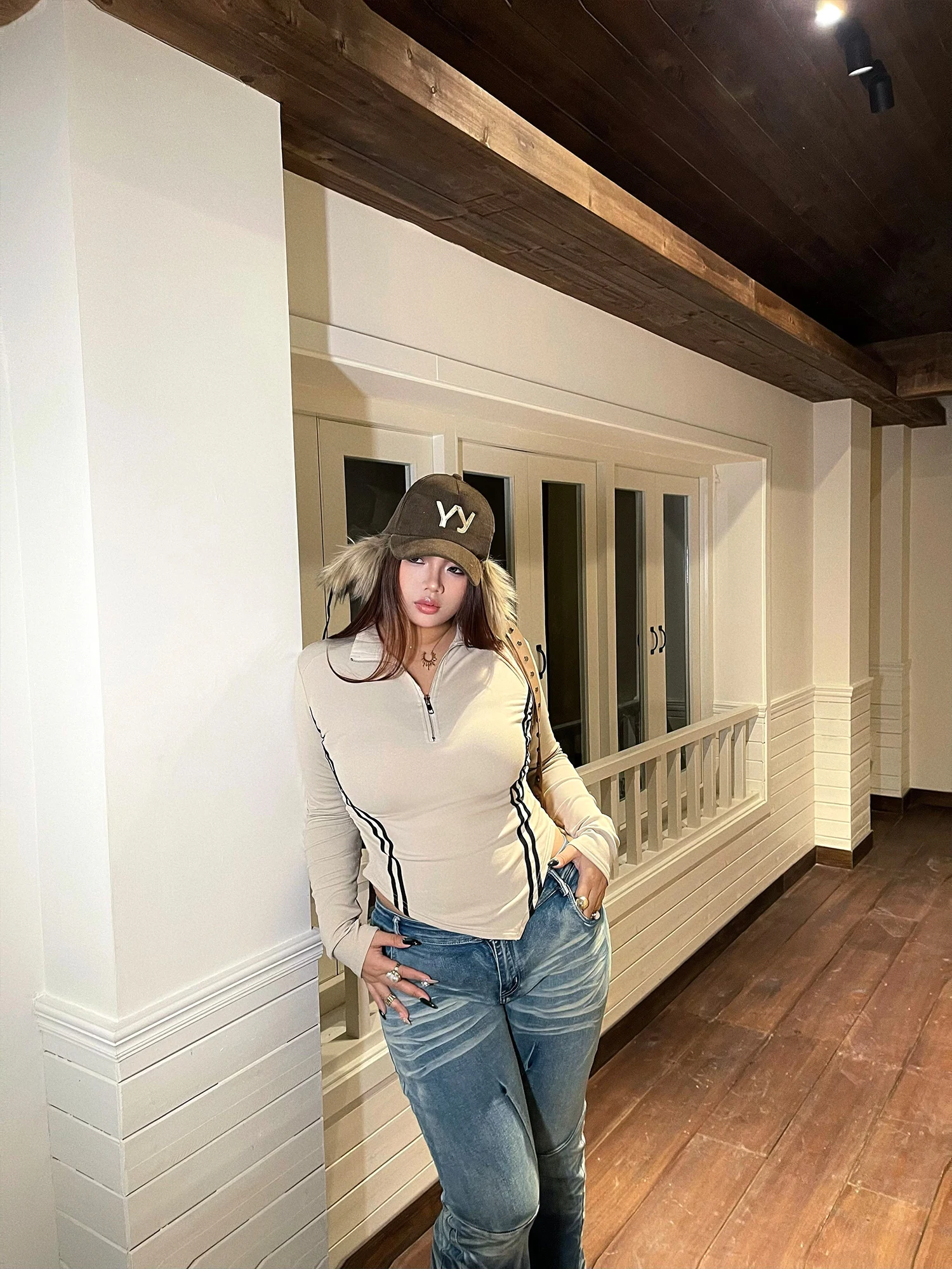 

Женская футболка Slim Fit с длинным рукавом, больших размеров, с завышенной талией, повседневный топ, мягкий, удобный, хлопковый, с открытым воротником