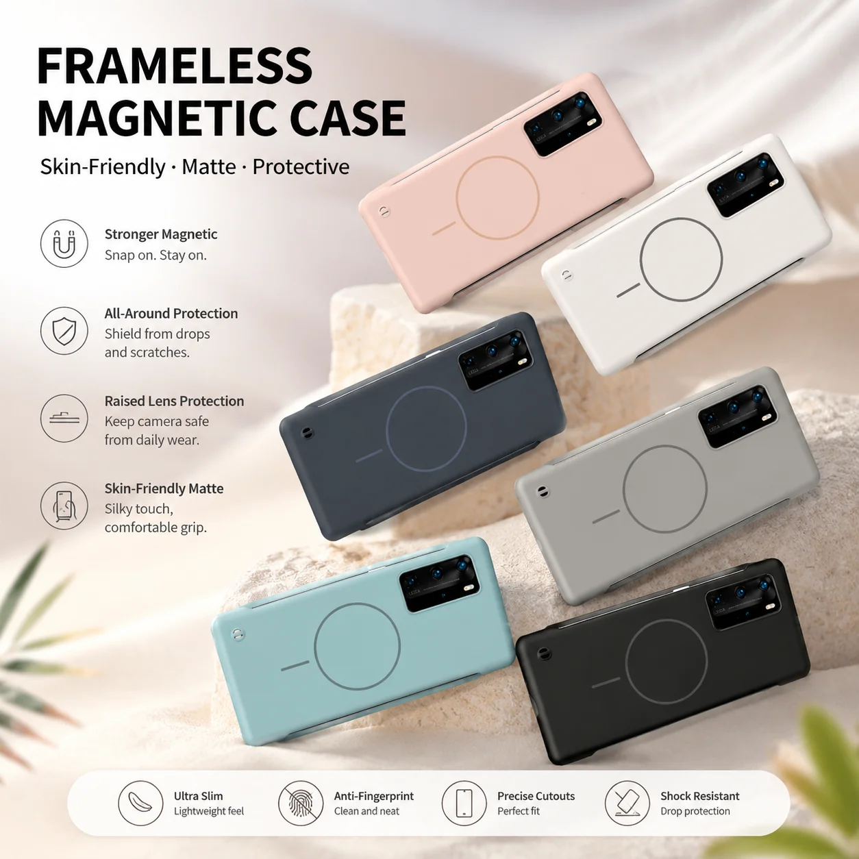 Luxury Phone Cases for Huawei P40 Pro Plus P40Pro 40ProPlus High Magnetic Frameless Soft Touch Hard PC Shockproof Original Cover
