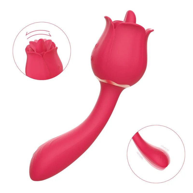 Women's Rose Vibrator with Handle Breast Sucking Vibration Teasing Masturbation device Adult sex product