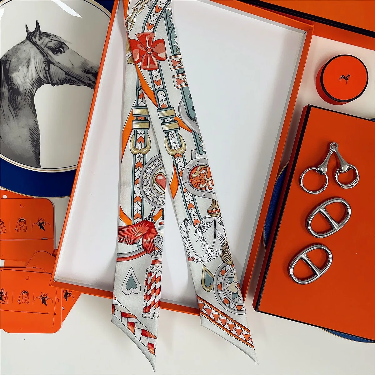 French New Style Scarf Heart Leather Buckle Feather Pattern Bow Ribbon for Women Tied Bags Necktie Multifunctional Accessories - view 4