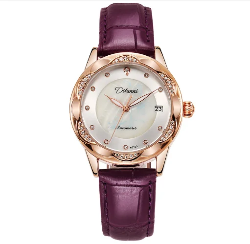 Fully Automatic Women's Mechanical Watch Luxury Shell Luminous Surface Calf Leather Waterproof Mechanical Watch 2024 Fashion