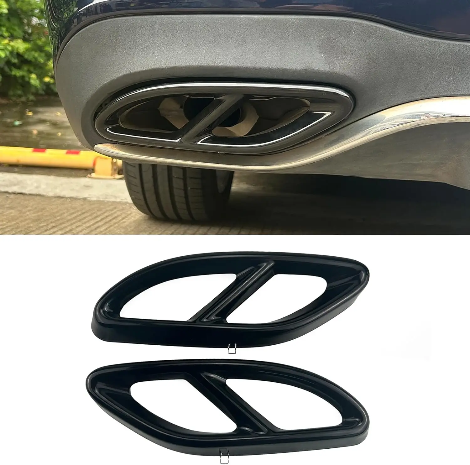 Car Exhaust Muffler Covers Stainless Steel Exhaust Tail Pipe Throat Cover Trims 2pcs For Mercedes-Benz CLA C118 W118 2019 - 2020