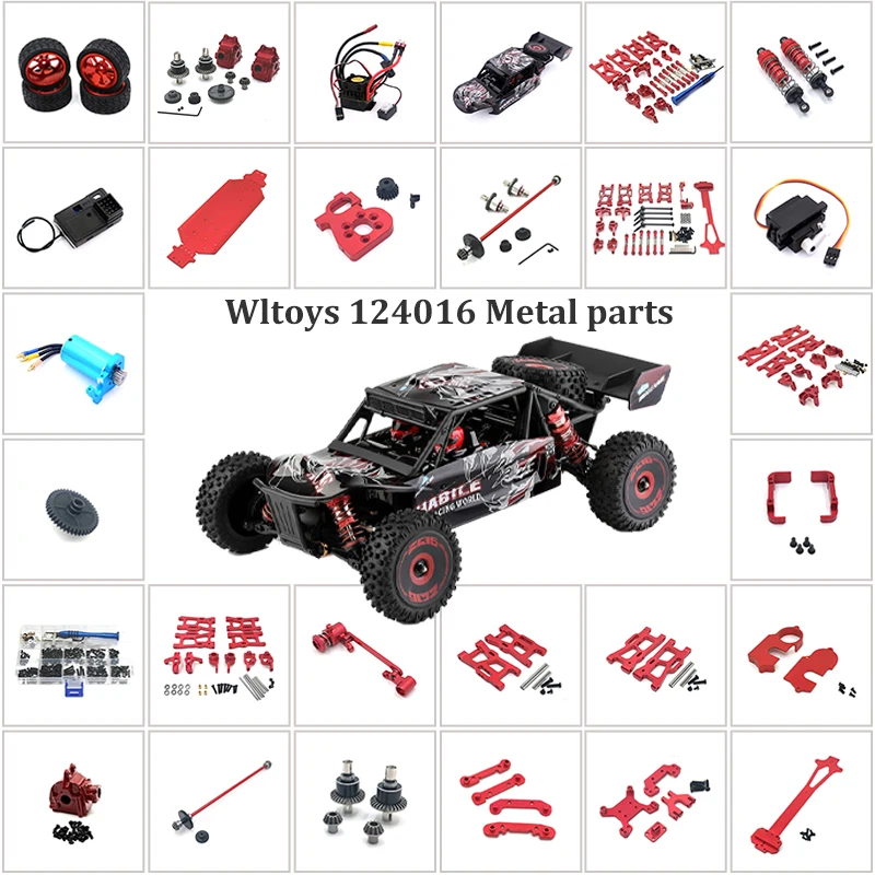 

Wltoys RC Car 4wd 124016 124017 Metal Upgrade Parts Front Rear Shock Mount Protection Bar Set Brushless Motor ESC Body Accessori