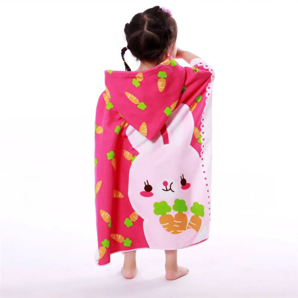 Baby Bath Towel Cartoon Children Bathrobe Cloak Hooded Cloak Bathrobe Wearable Towel Swimming Beach Bathrobe for Boys Girls