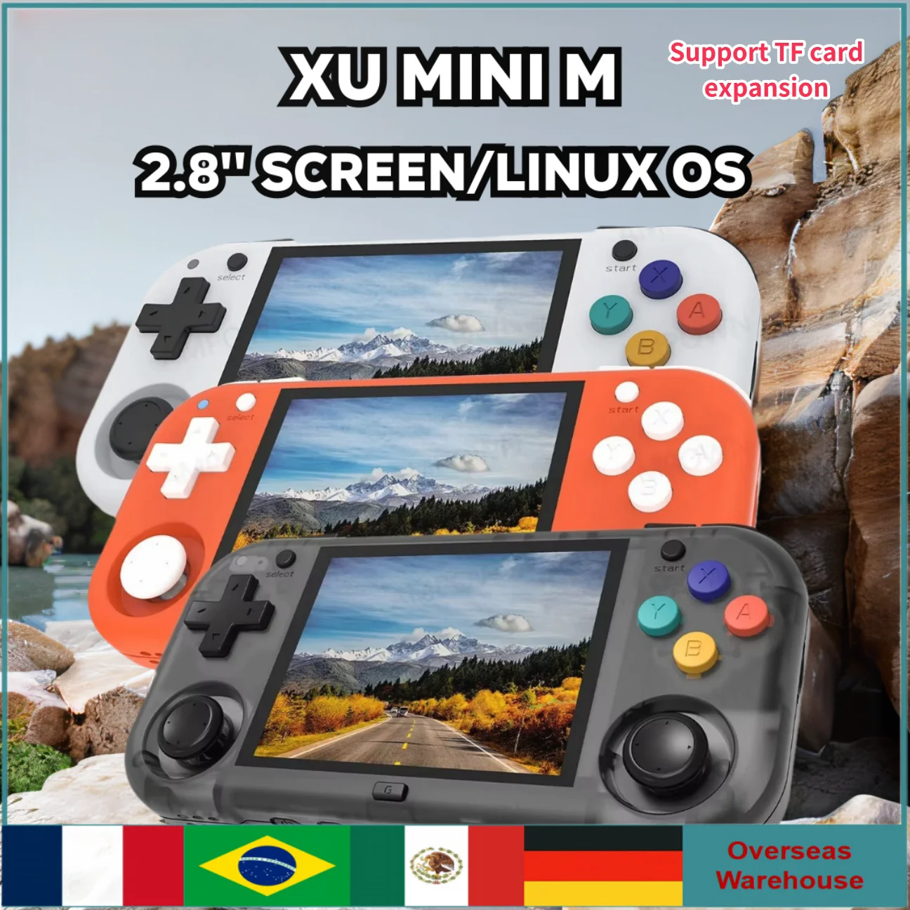 XU MINI M Handheld Game Console 2.8'' Screen Retro Simulator Video Player Portable Console Linux OS Console Children Gift