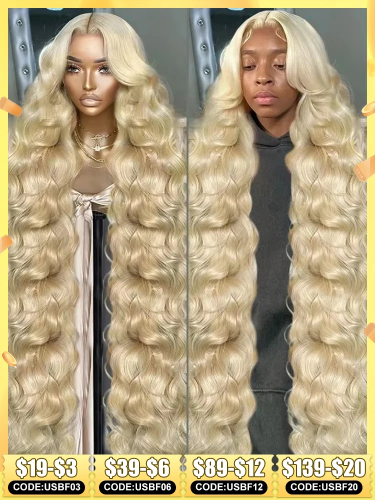 Melodie 250% HD 40 42 Inch 613 Blonde 13x6 Lace Front Human Hair Wigs Body Wave 13x4 Lace Frontal Transparent Brazilian Remy Wig